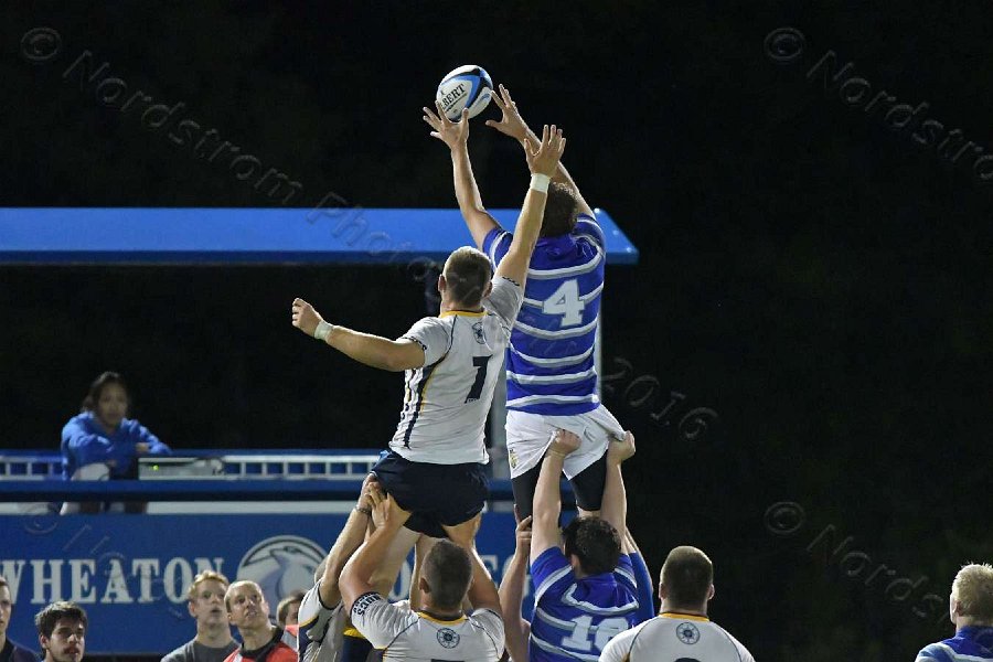 Wheaton Men\'s Rugby vs Mass Maritime.  Photo by Keith Nordstrom